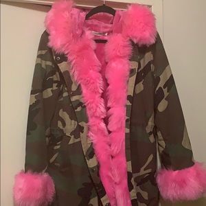 Pink fur Camo Coat